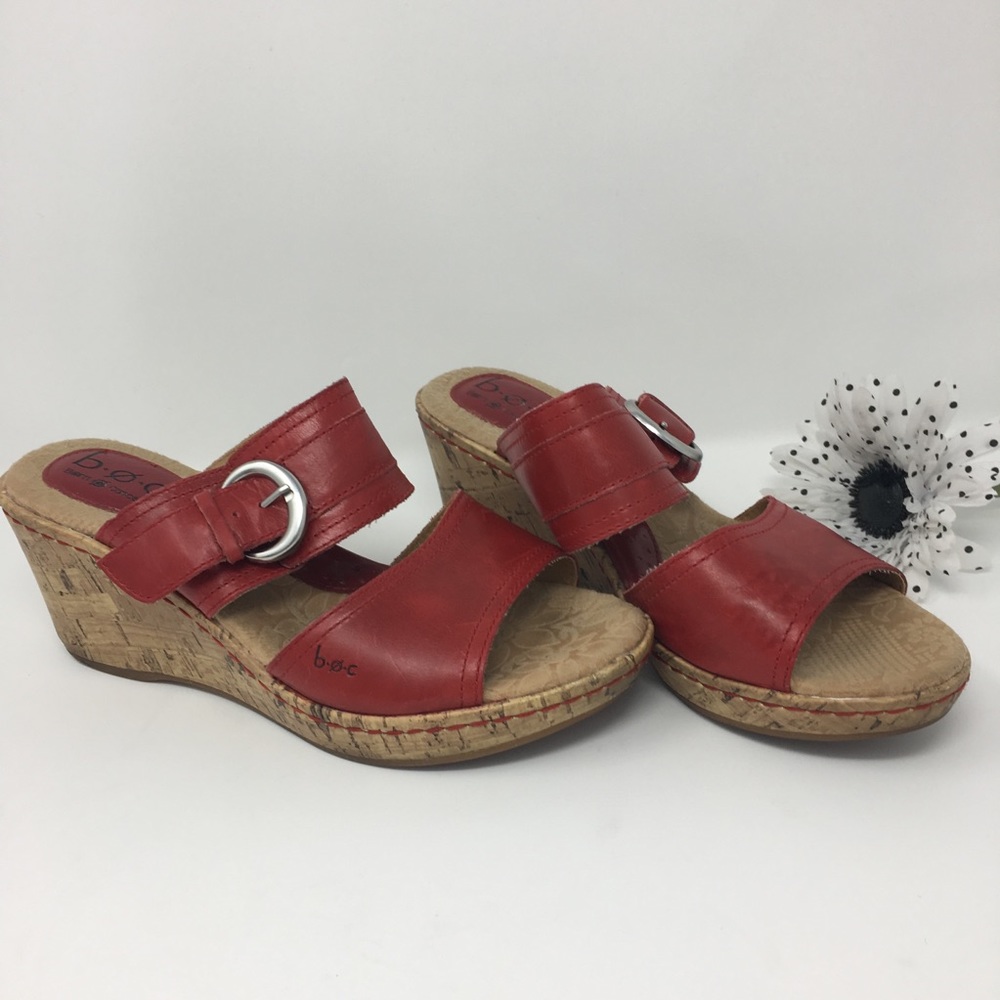 BORN red leather wedges
